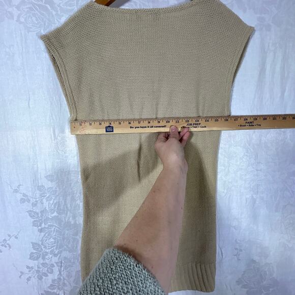 Sweater Project Vintage Large Beige Open Knit Sleeveless Long USA - Picture 7 of 8